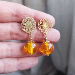 aros joyas originales elegantes de ambar natural en chile