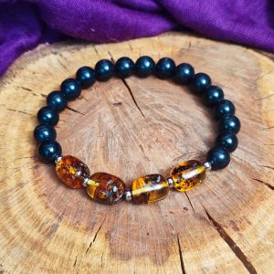 pulsera piedras de proteccion hombre shungita ambar natural chile