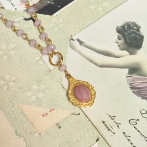 joyas collar piedras rosadas colgante rodocrosita elegante rancagua