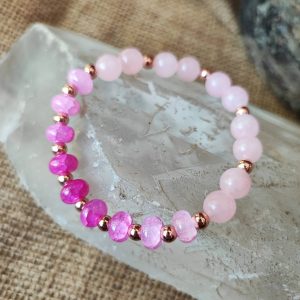pulsera joyas mujer cuarzo rosa original