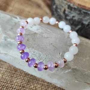 pulsera mujer niña jade blanco piedra lila