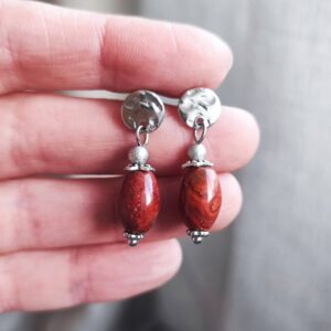 aros mujer jaspe rojo acero chile
