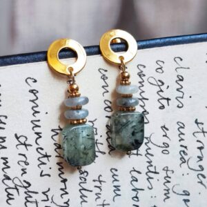 aros joyas originales piedras prehnita epidota labradorita