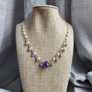 collar de piedra luna kunzita natural amatista