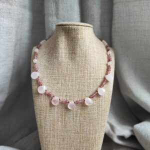 collar gotas de cuarzo rosado original chile
