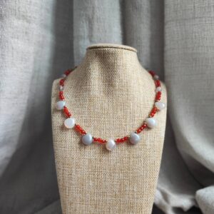 collar gotas agata gris cornalina